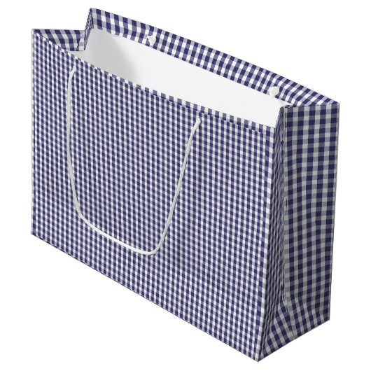 USA Flag Blue en White Gingham Checked Groot Cadeauzakje (Voorkant Gekanteld)