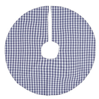 USA Flag Blue en White Gingham Checked Imitatie Linnen Kerstboom Kleed