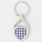 USA Flag Blue en White Gingham Checked Sleutelhanger (Voorkant)