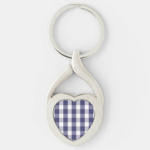 USA Flag Blue en White Gingham Checked Sleutelhanger