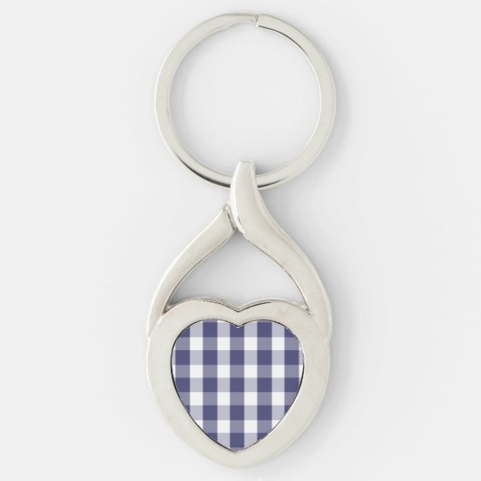 USA Flag Blue en White Gingham Checked Sleutelhanger (Voorkant)
