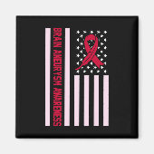 USA Flag Brain Aneurysm Awareness Maand Supporter Magneet (Voorkant)
