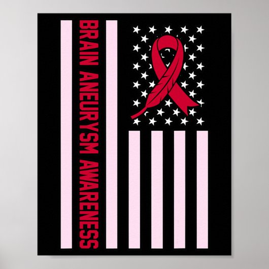 USA Flag Brain Aneurysm Awareness Maand Supporter Poster (Voorkant)