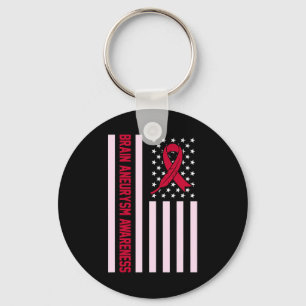 USA Flag Brain Aneurysm Awareness Maand Supporter Sleutelhanger