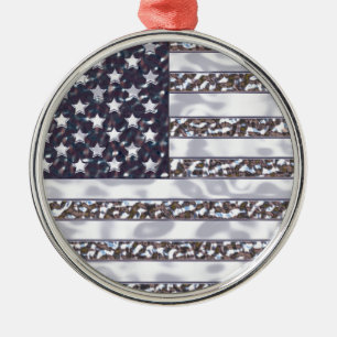 USA Flag Chrome Metalen Ornament