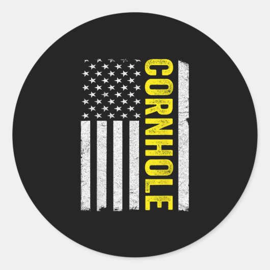 USA Flag Cornhole Toss Speler Ronde Sticker (Voorkant)