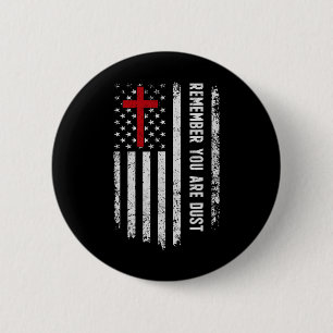 USA Flag Cross Onthoud dat je een stofaswolk bent Ronde Button 5,7 Cm