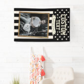 USA Flag Custom Photo Banner, Black Flag Patriotic Spandoek (Insitu)