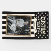 USA Flag Custom Photo Banner, Black Flag Patriotic Spandoek (Horizontaal)