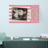 USA Flag Custom Photo Banner, Pink Flag Patriotic Spandoek (Beurs)
