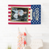 USA Flag Custom Photo Banner, Red Blue Patriotic Spandoek (Insitu)
