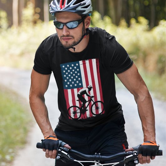 USA Flag Cycling – Patriotic Bike T-shirt