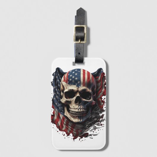 USA Flag Danger Symbool Bagagelabel (Voorkant (verticaal))