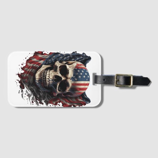 USA Flag Danger Symbool Bagagelabel (Voorkant (horizontaal))