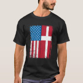 USA Flag Denmark Danish T-shirt (Voorkant)