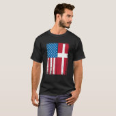 USA Flag Denmark Danish T-shirt (Voorkant volledig)