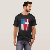 USA Flag Denmark Danish T-shirt (Voorkant volledig)