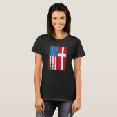 USA Flag Denmark Danish T-shirt (Voorkant volledig)