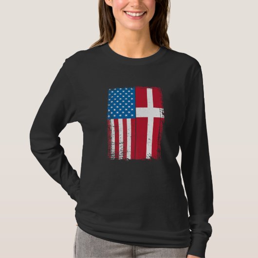 USA Flag Denmark Danish T-shirt (Voorkant)