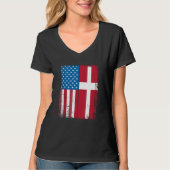 USA Flag Denmark Danish T-shirt (Voorkant)
