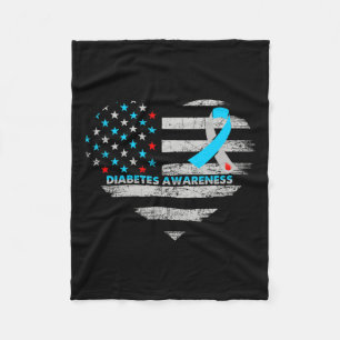 USA Flag Diabetes Awareness Hartfamilie Ondersteun Fleece Deken