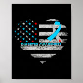 USA Flag Diabetes Awareness Hartfamilie Ondersteun Poster (Voorkant)