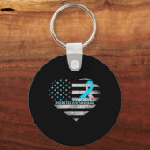 Usa Flag Diabetes Awareness Heart Family Support  Sleutelhanger (Voorkant)
