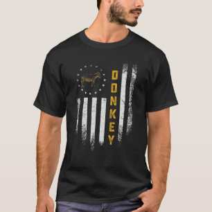 USA Flag Donkey Lover Funny Mule Animal Farming Si T-shirt