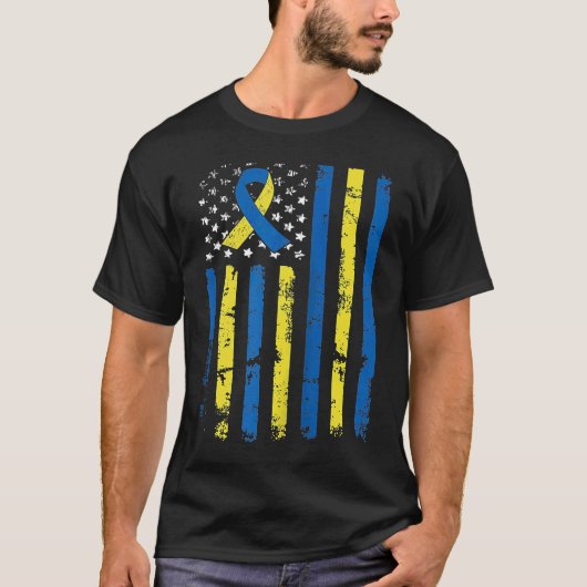 USA Flag Down Syndrome Awareness Dad Ma Down Syn T-shirt (Voorkant)
