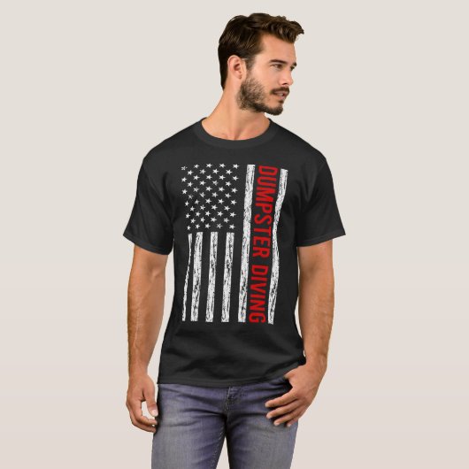 USA Flag Dumpster Duiken T-shirt (Voorkant volledig)