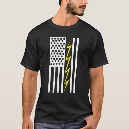 Usa Flag Electrical Electricity Engineering Electr T-shirt (Voorkant)
