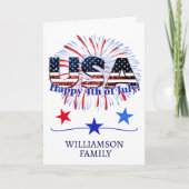 USA flag fireworks 4th of July greeting card Kaart (Voorkant)