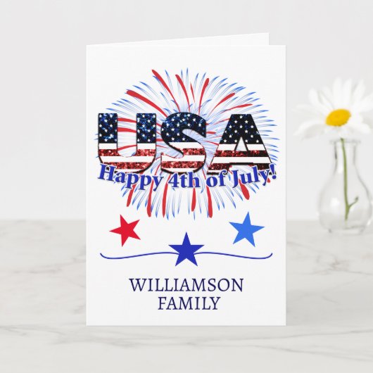 USA flag fireworks 4th of July greeting card Kaart (Kleine Plant)