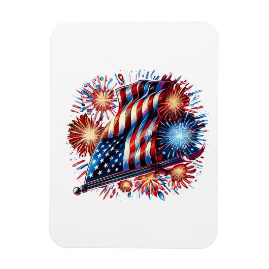USA Flag Fireworks Patriotic Magneet (Verticaal)