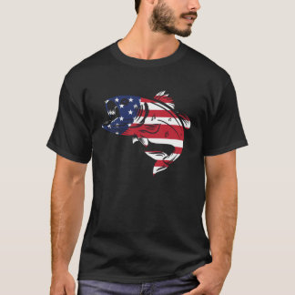 USA Flag Fisher Trout aquatic Bait Pond saltwater  T-shirt