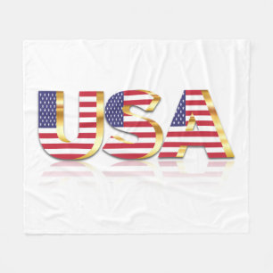 USA Flag Fleece Blanket United States of America Deken