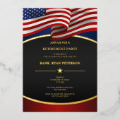 USA Flag Folie Curve Lines Luxe Zwarte Uitnodiging (Voorkant)