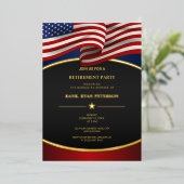 USA Flag Folie Curve Lines Luxe Zwarte Uitnodiging (Staand Voorkant)