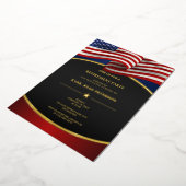 USA Flag Folie Curve Lines Luxe Zwarte Uitnodiging (Gedraaid)