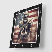 USA Flag Football Player Vierkante Klok (Hoek)