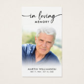 USA Flag Funeral Loving Memory Photo Prayer Cards Visitekaartje (Voorkant)