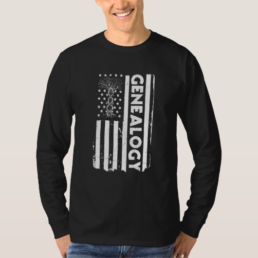 USA Flag Genealogy Apparel American Ancestry Ameri T-shirt (Voorkant)