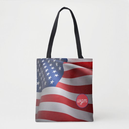 USA FLAG Gepersonaliseerd Monogram Shopping Tas (Voorkant)