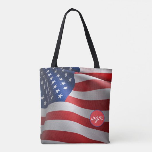 USA FLAG Gepersonaliseerd Monogram Shopping Tas (Achterkant)