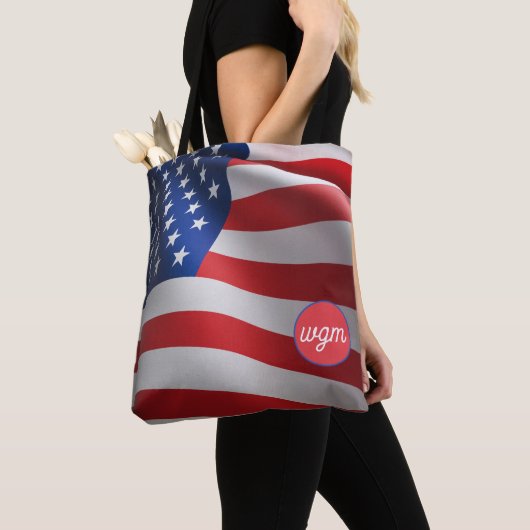 USA FLAG Gepersonaliseerd Monogram Shopping Tas (Dichtbij)