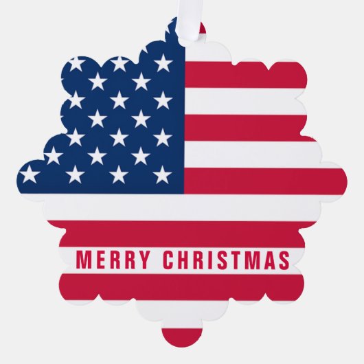 USA Flag Gift Merry Christmas Ornament Kaart (Voorkant)