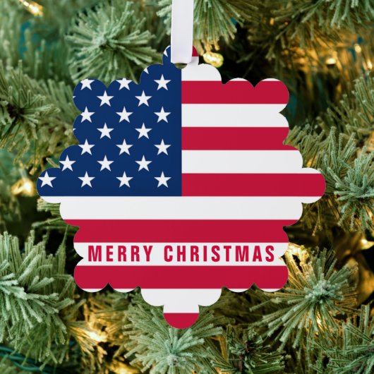 USA Flag Gift Merry Christmas Ornament Kaart (Insitu (Drie))