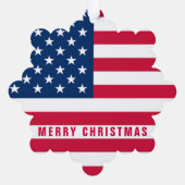 USA Flag Gift Merry Christmas Ornament Kaart (Achterkant)