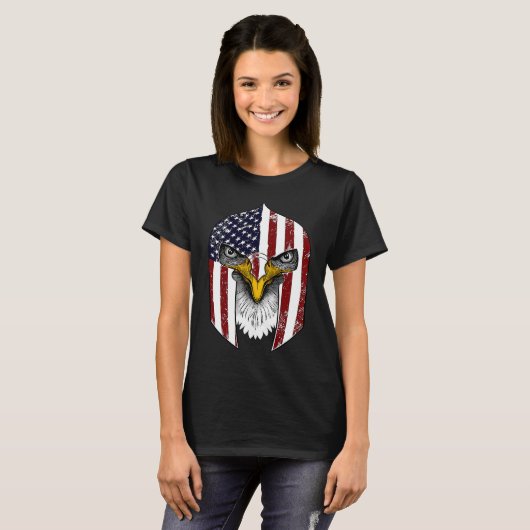 USA Flag Gladiator Helmet Declaration of Independe T-shirt (Voorkant volledig)