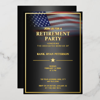 USA Flag Gold Foil Luxe Black Uitnodiging
